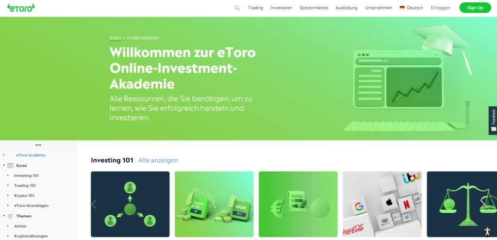 Die eToro Akademie für Online-Investitionen