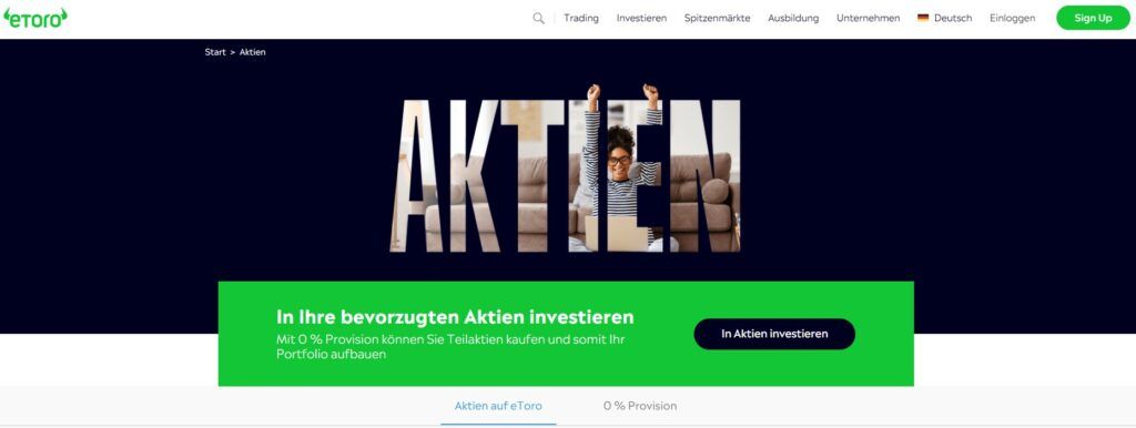 Handeln Sie echte Aktien mit 0% Kommission bei eToro