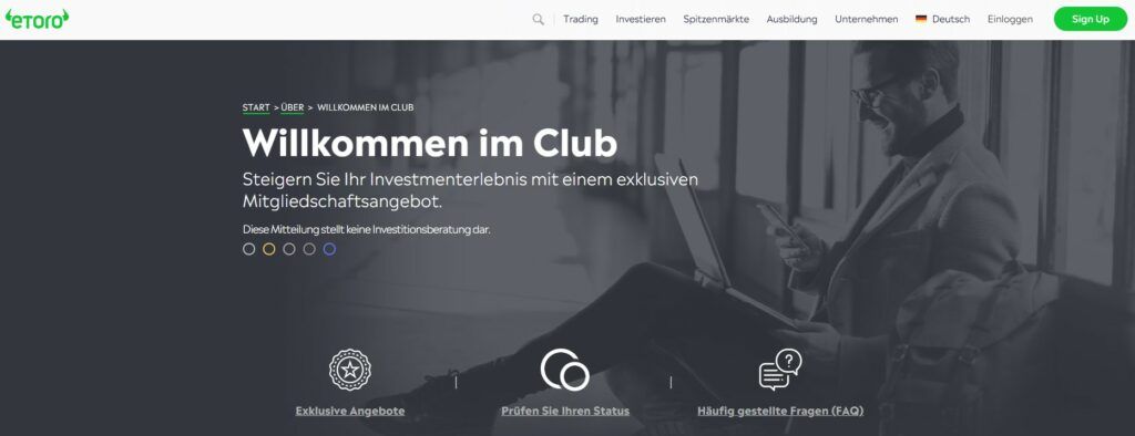Willkommen im eToro Club