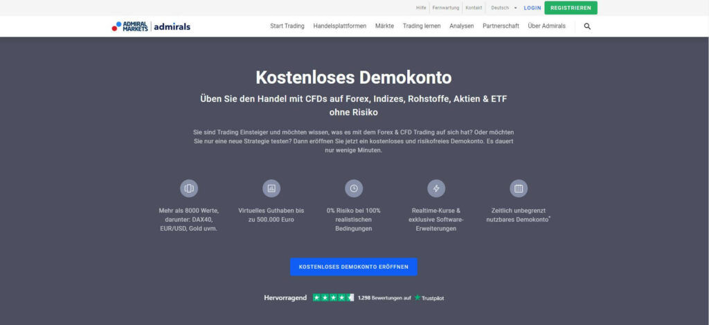 das demo-konto der admirale