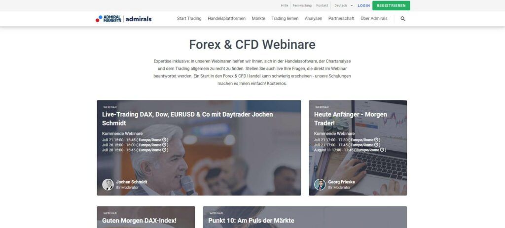 admirals forex und CFD webinare