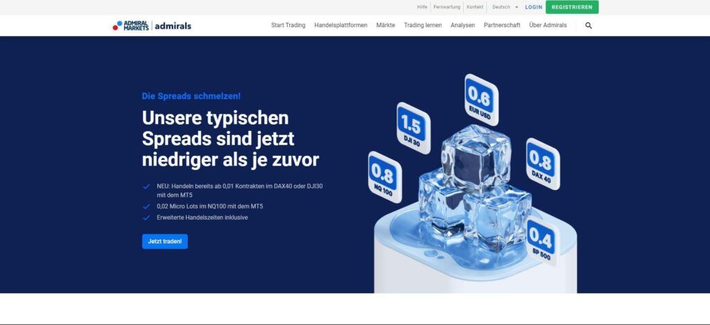 die homepage von admirals