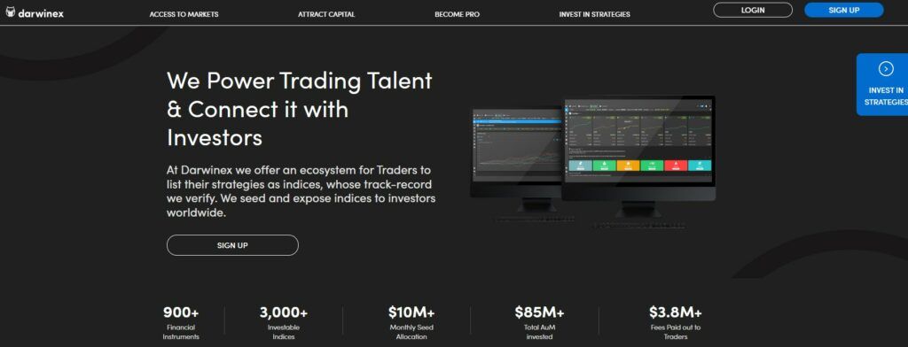 die Homepage von Darwinex