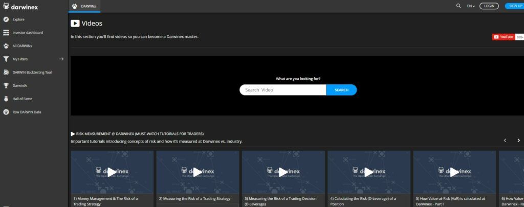 videotutorial Abschnitt von Darwinex