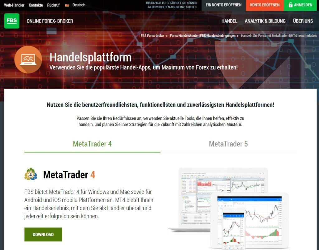 MetaTrader-Plattformen bei FBS verfügbar
