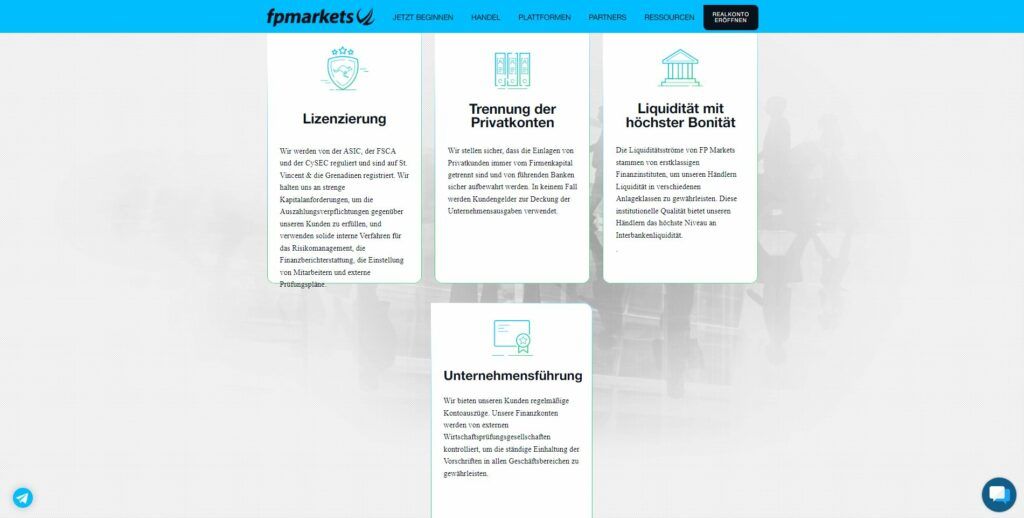 die von fp markets gebotene Sicherheit