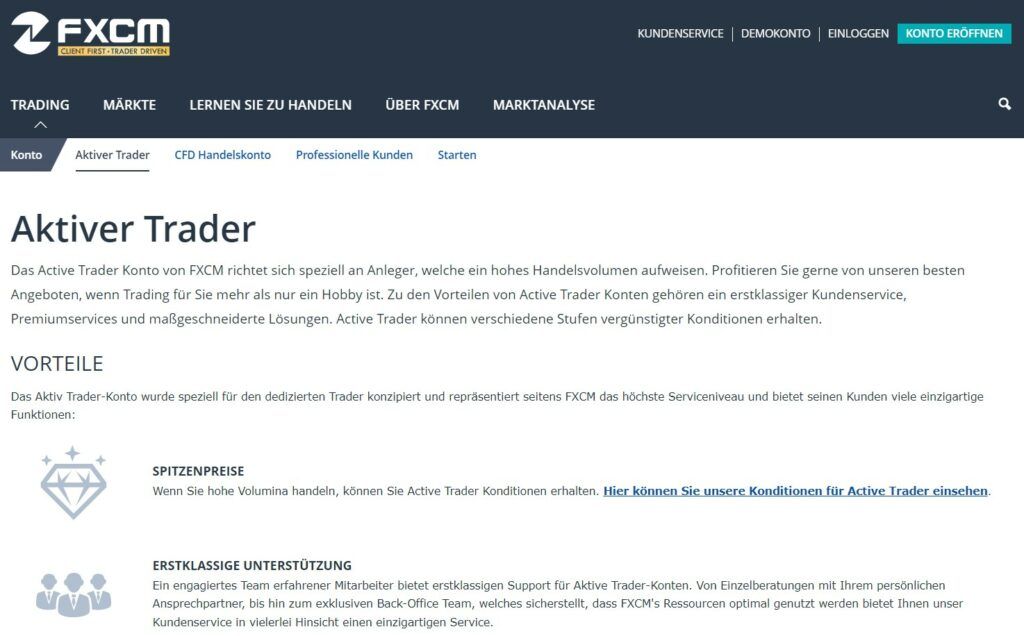 Aktives Trader-Konto bei FXCM