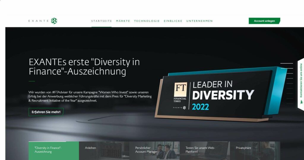 die homepage von exante