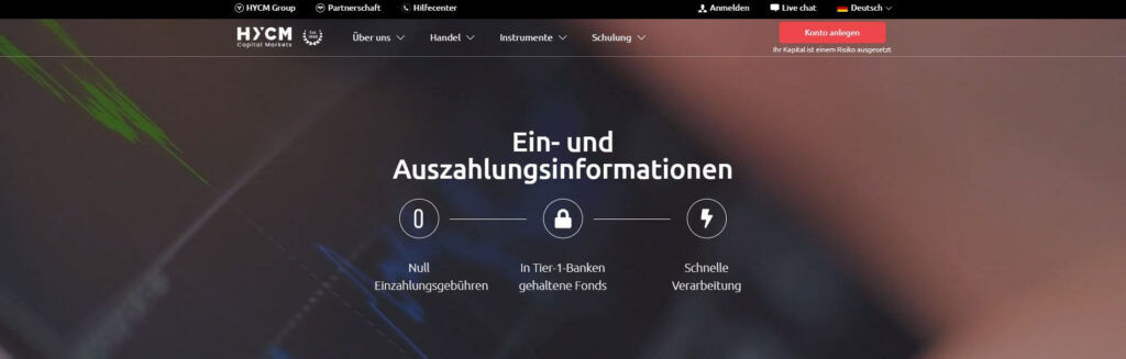 hycm ein- und auszahlungsseite