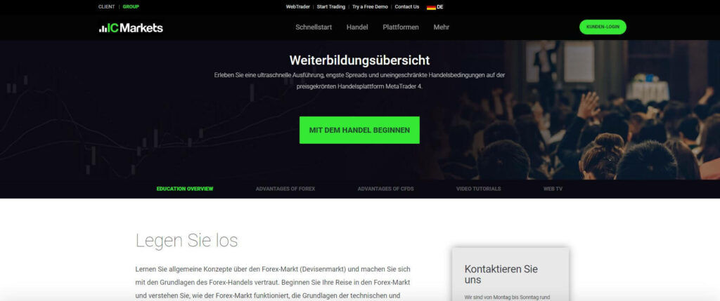 bildungsübersicht der ic markets