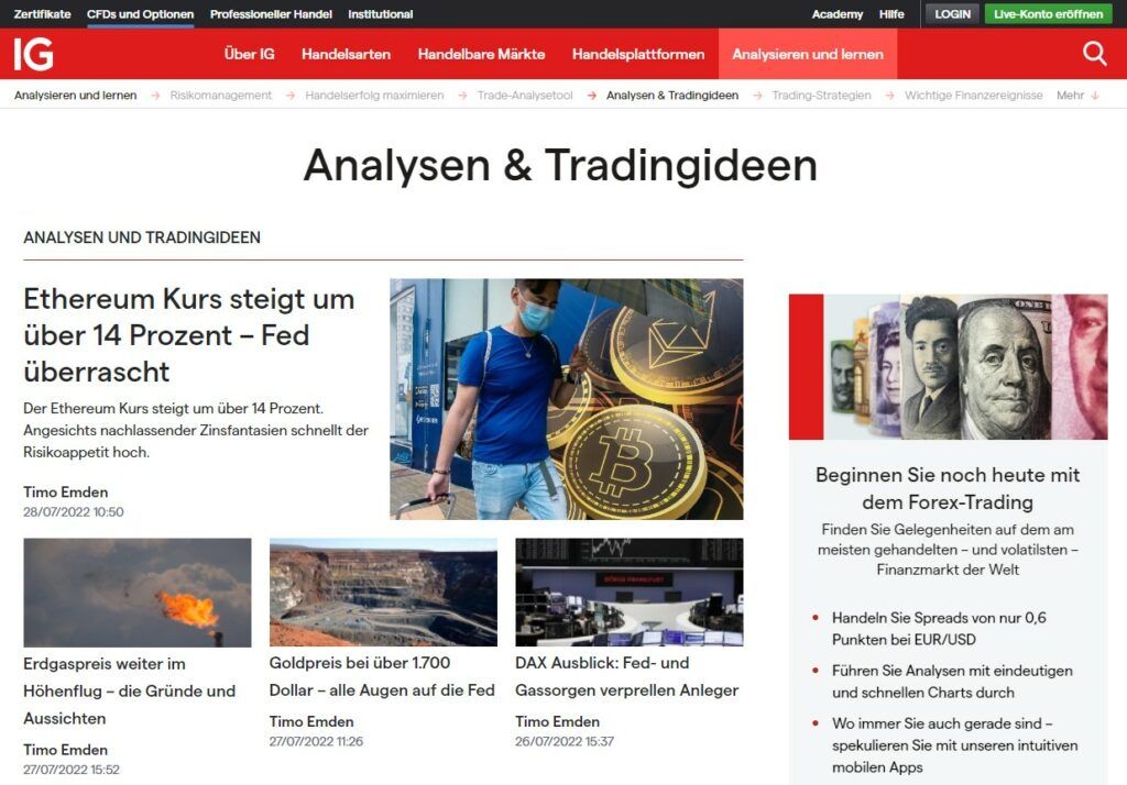 Marktanalysen und Handelsideen mit IG Markets