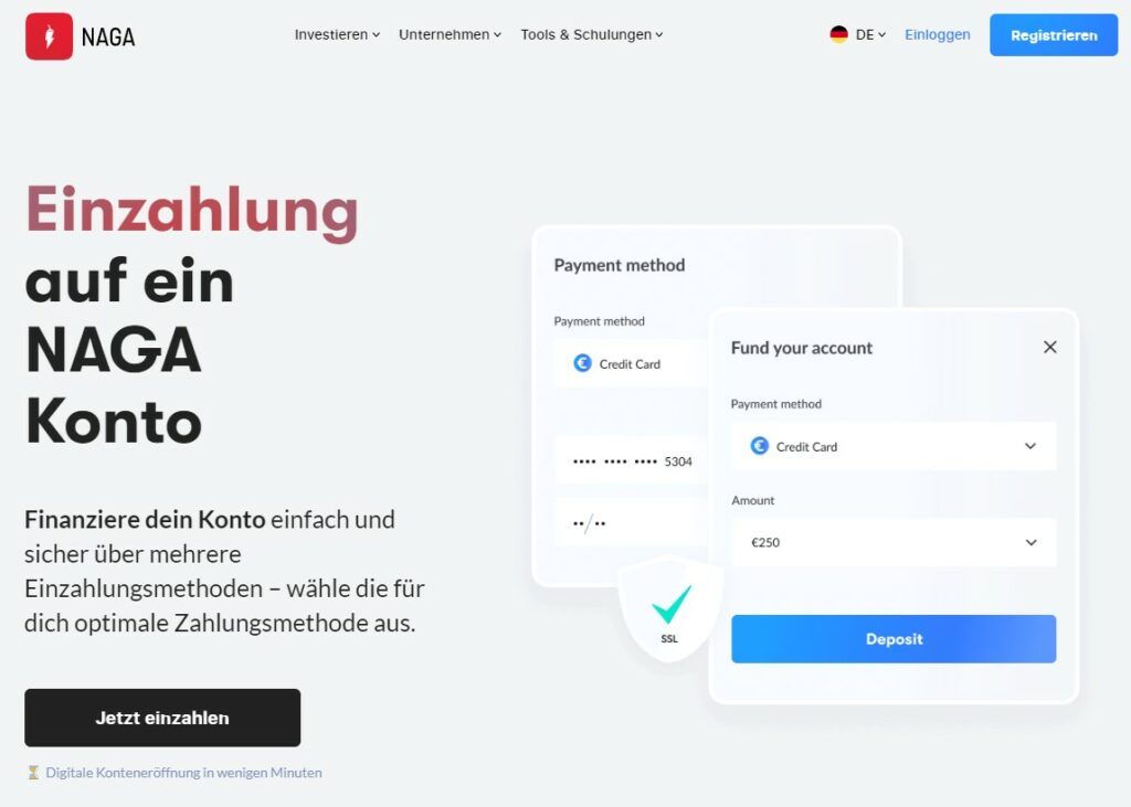 Einzahlung auf ein NAGA Konto