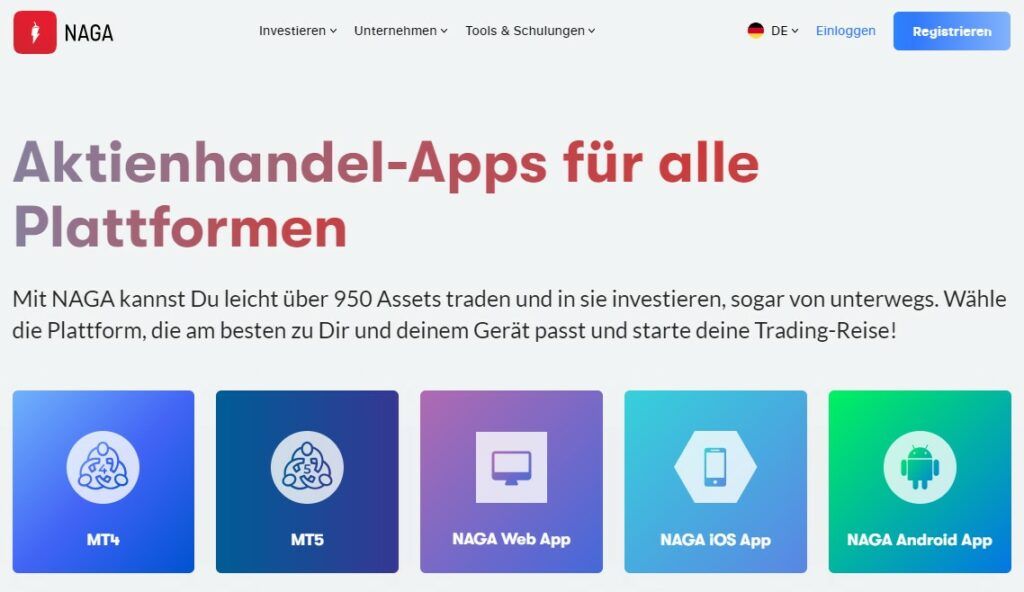 Mit NAGA verfügbare Handelsplattformen