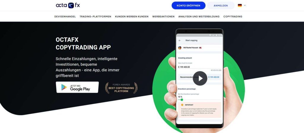 copy trading app von octafx