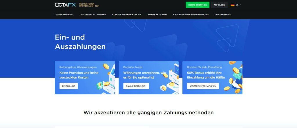 einzahlung und auszahlungen von octafx