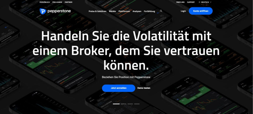 die homepage von pepperstone