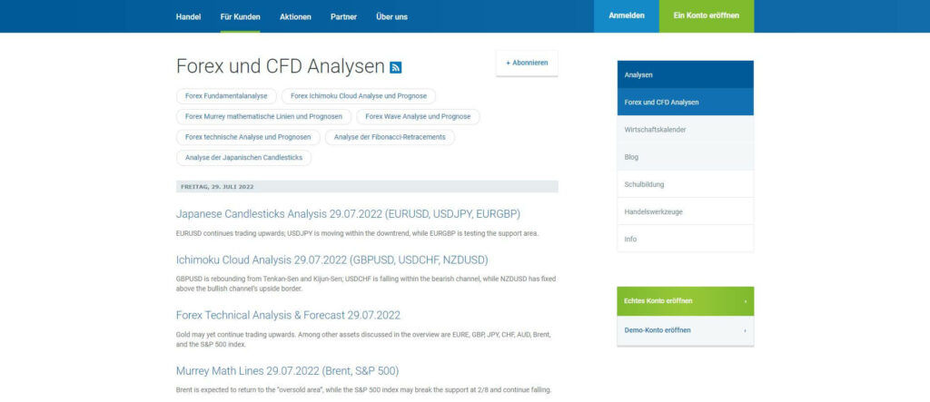 roboforex forex un CFD analysen seite