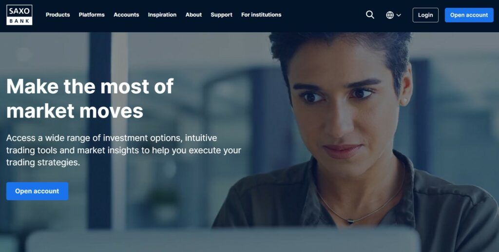 die Homepage von Saxo Bank