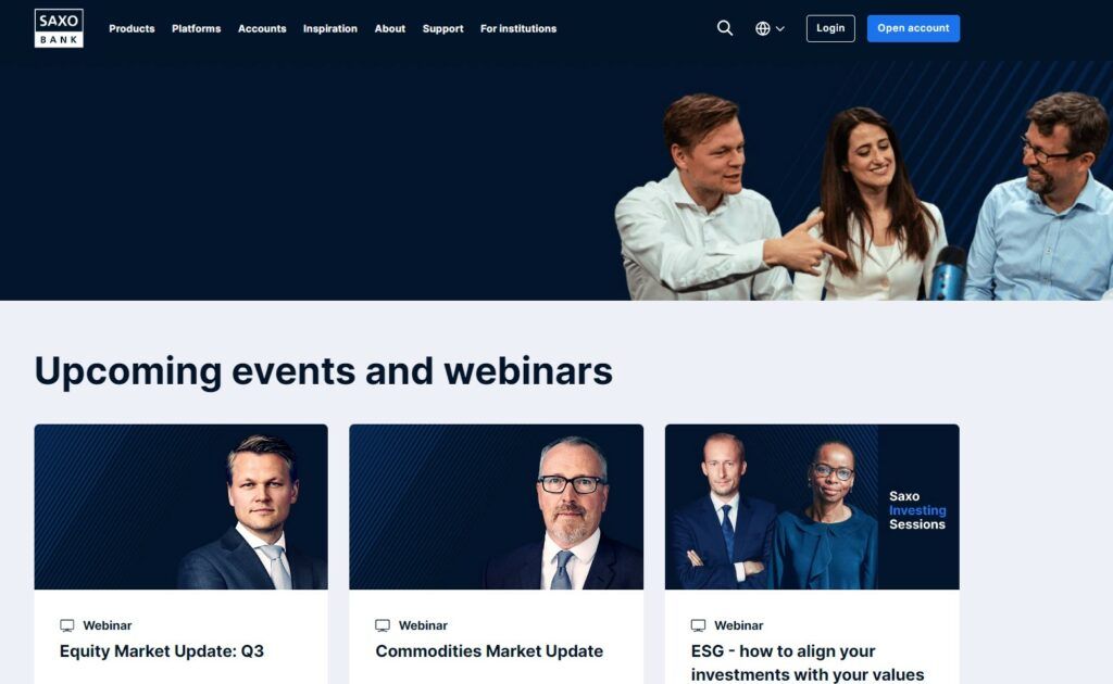 Kommende Veranstaltungen und Webinare bei der Saxo Bank