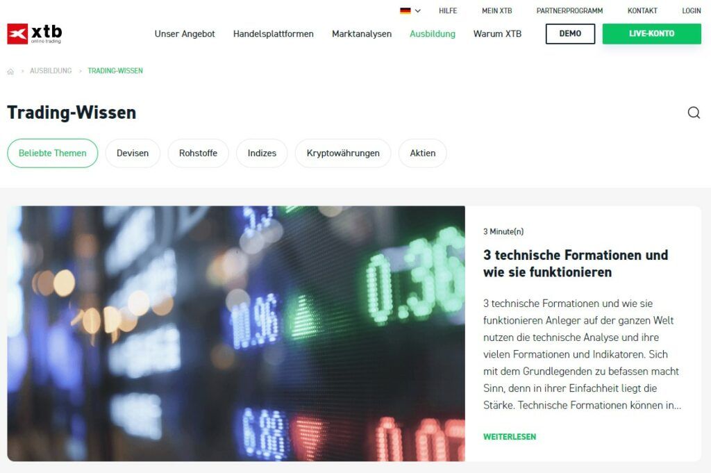xtb trading wissen