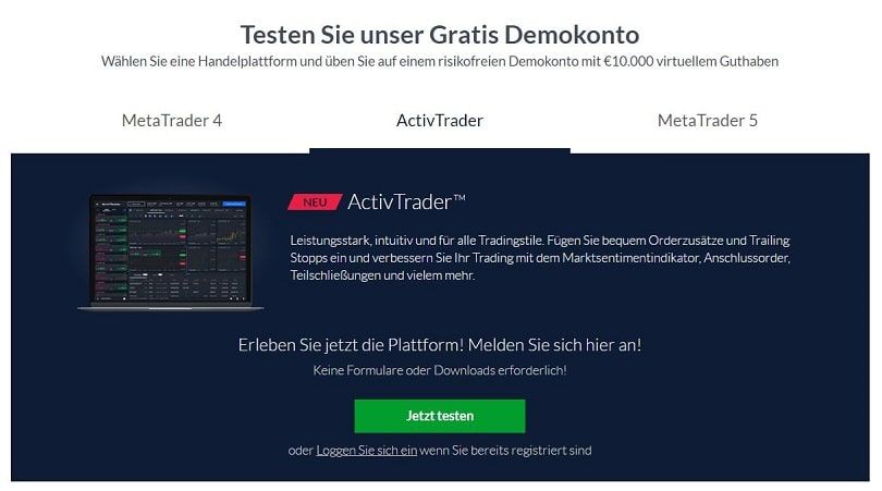 activtrades demo platorms optionen