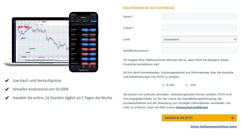 fxcm Anmeldung Demo-Formular