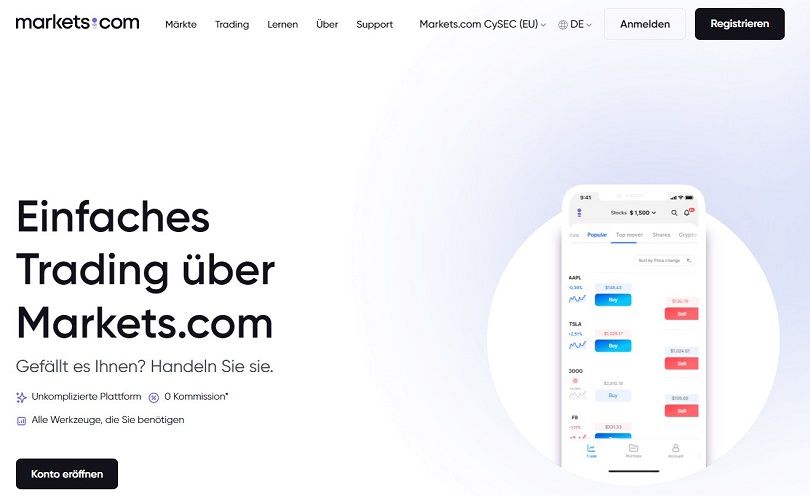 Eröffnen Sie Ihr markets.com-Demokonto auf der Homepage