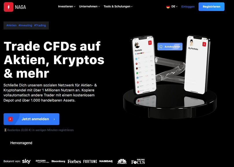 Das naga-Anmeldeformular zur Eröffnung Ihres Demokontos