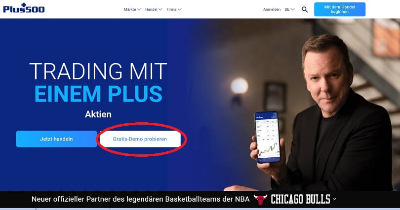 Eröffnen Sie Ihr plus500-Demokonto auf der Homepage